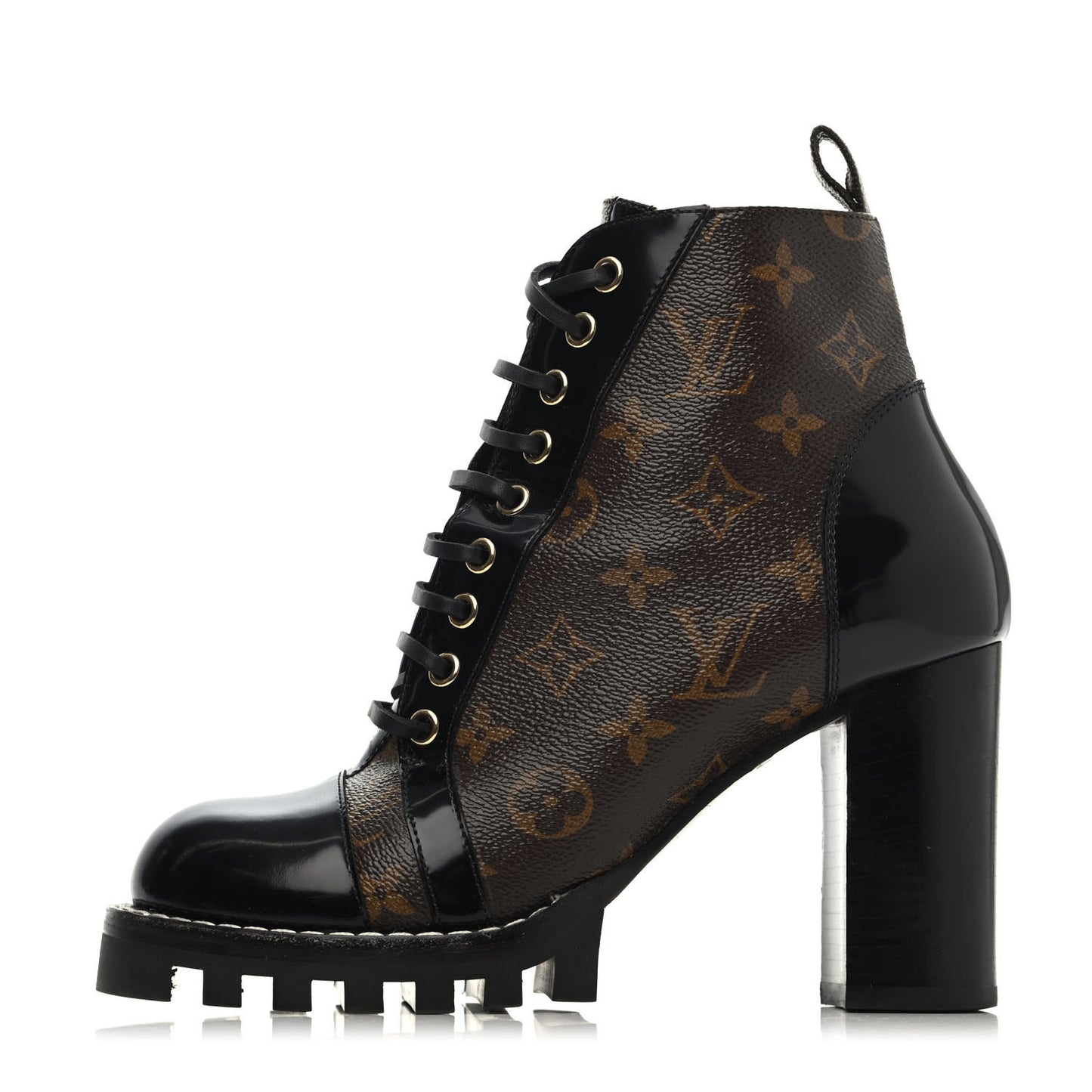 Patent Calfskin Monogram Star Trail Ankle Boots 38.5 Black
