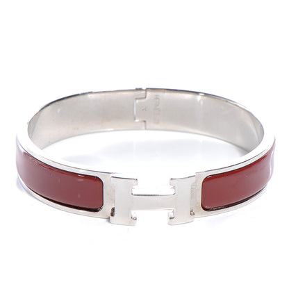 Hermes Narrow Enamel Clic Clac H Bracelet PM Burgundy 1 of 5