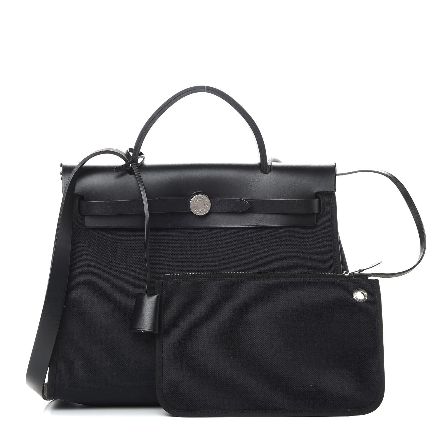 Hermes Military Toile Vache Hunter Herbag Zip PM 31 Black 1 of 11