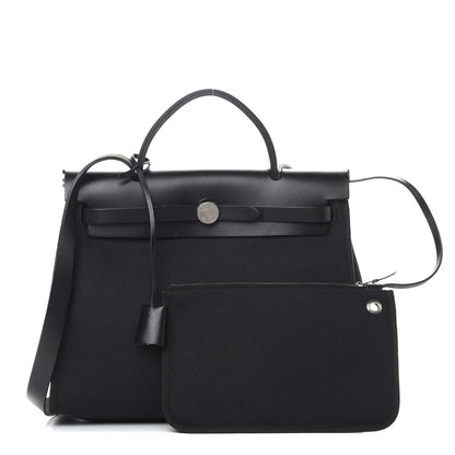 Hermes Military Toile Vache Hunter Herbag Zip PM 31 Black 1 of 11
