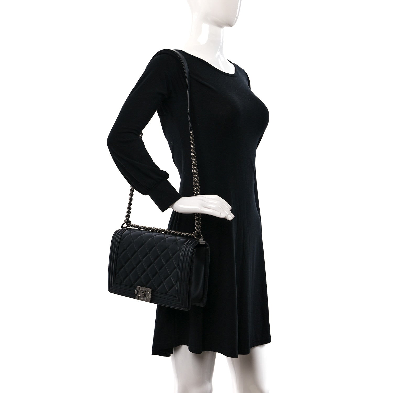 Chanel Lambskin Quilted Medium Boy Flap Black 2 of 9