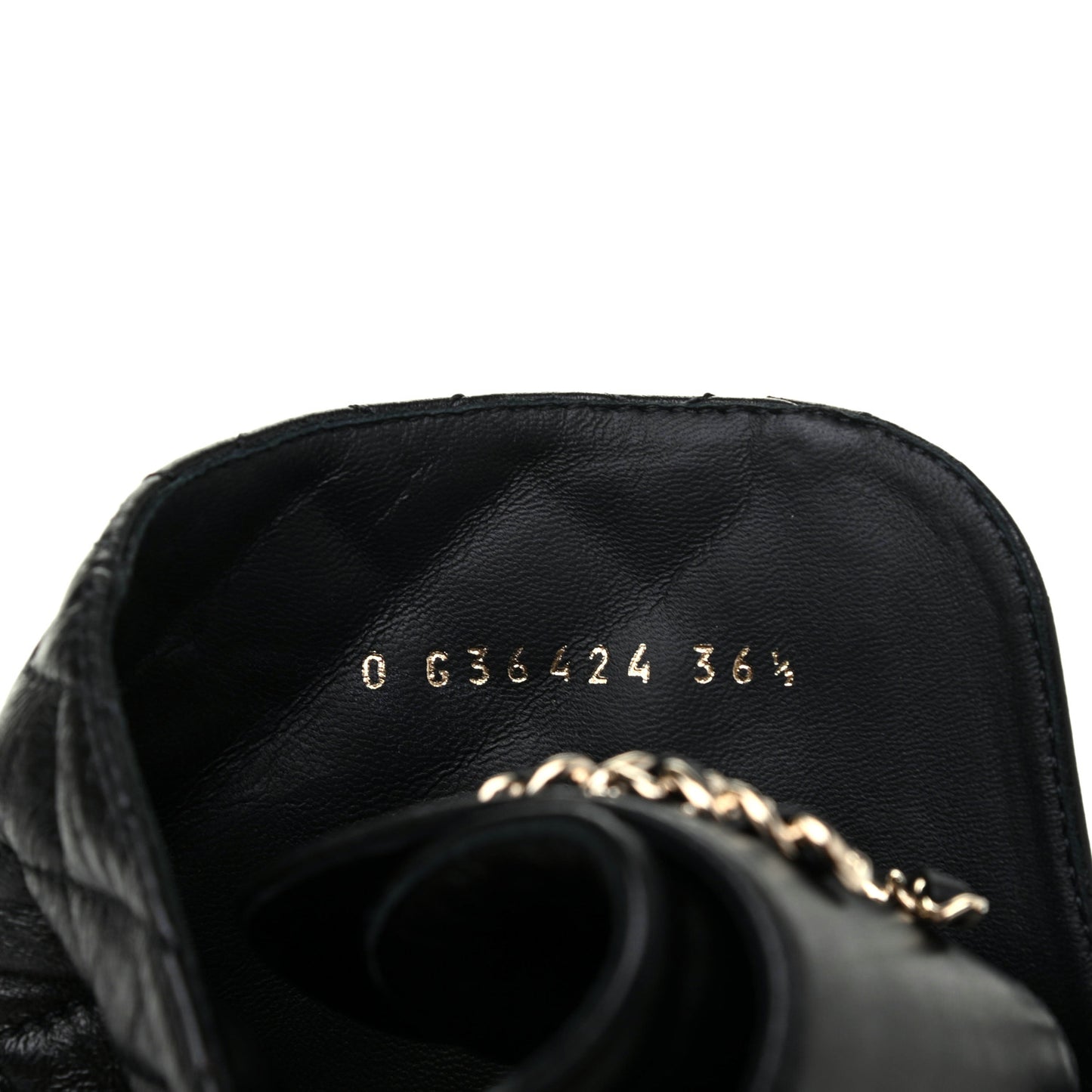 Shiny Lambskin Quilted Lace Up Combat Boots 36.5 Black
