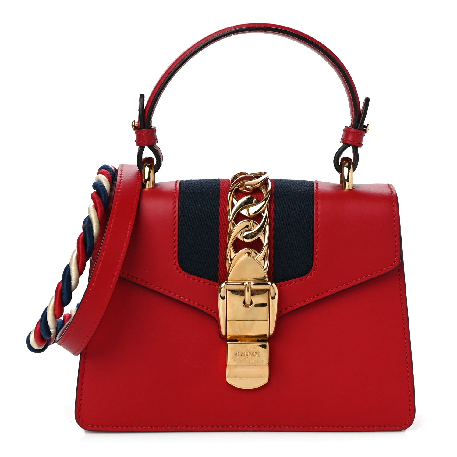 Gucci Calfskin Mini Sylvie Top Handle Bag Hibiscus Red 2 of 11