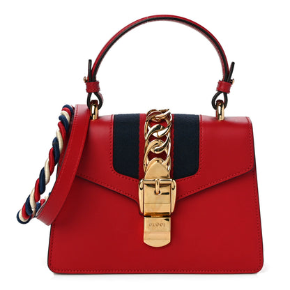 Gucci Calfskin Mini Sylvie Top Handle Bag Hibiscus Red 2 of 11