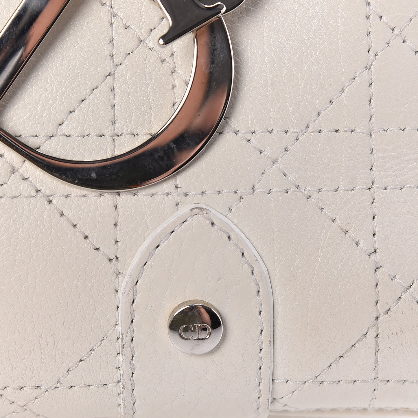 Calfskin Cannage Stitched East West Lady Dior White