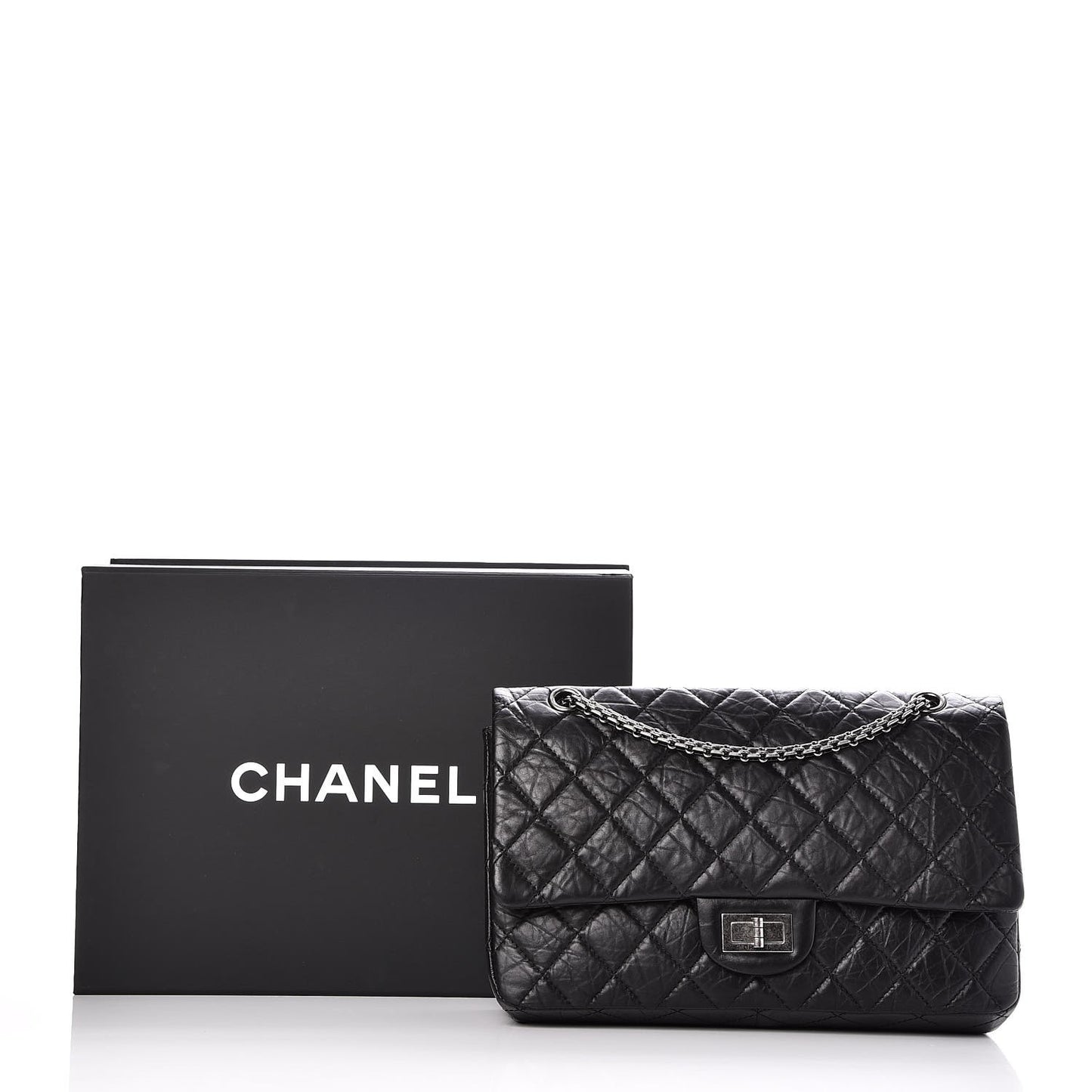 Aged Calfskin Quilted 2.55 Reissue 227 Flap Black