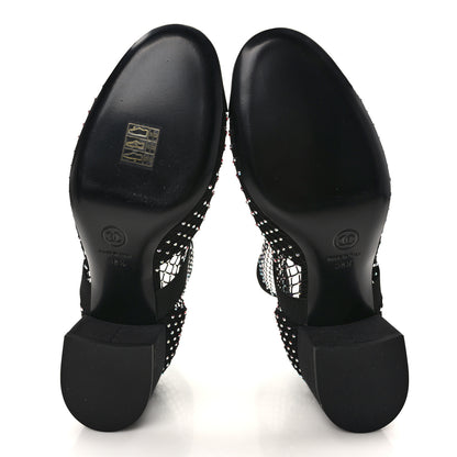 Chanel Resille Strass Kid Suede Patent Mary Jane Short Boots 38.5 Black 5 of 8