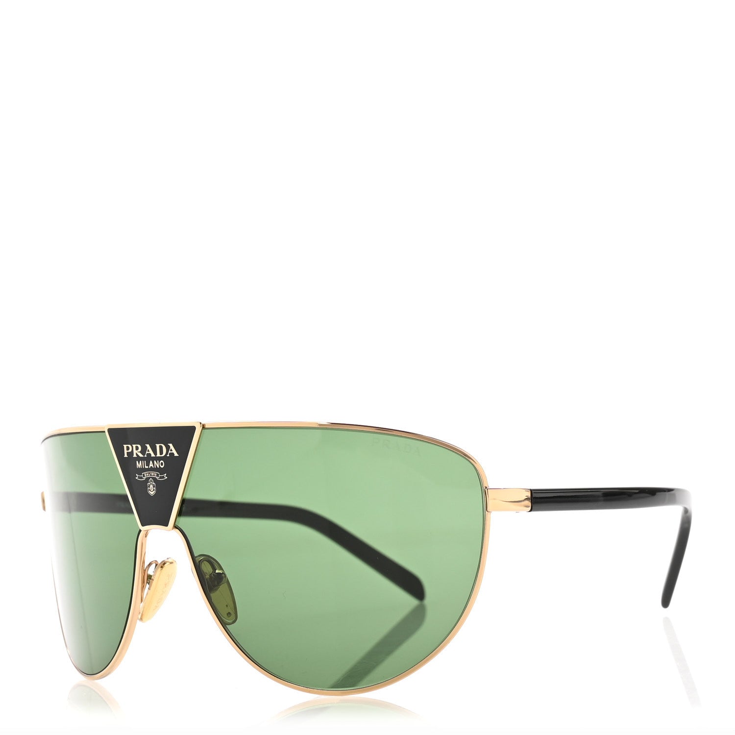 Prada Metal Shield Sunglasses SPR 69Z Gold Green 1 of 8