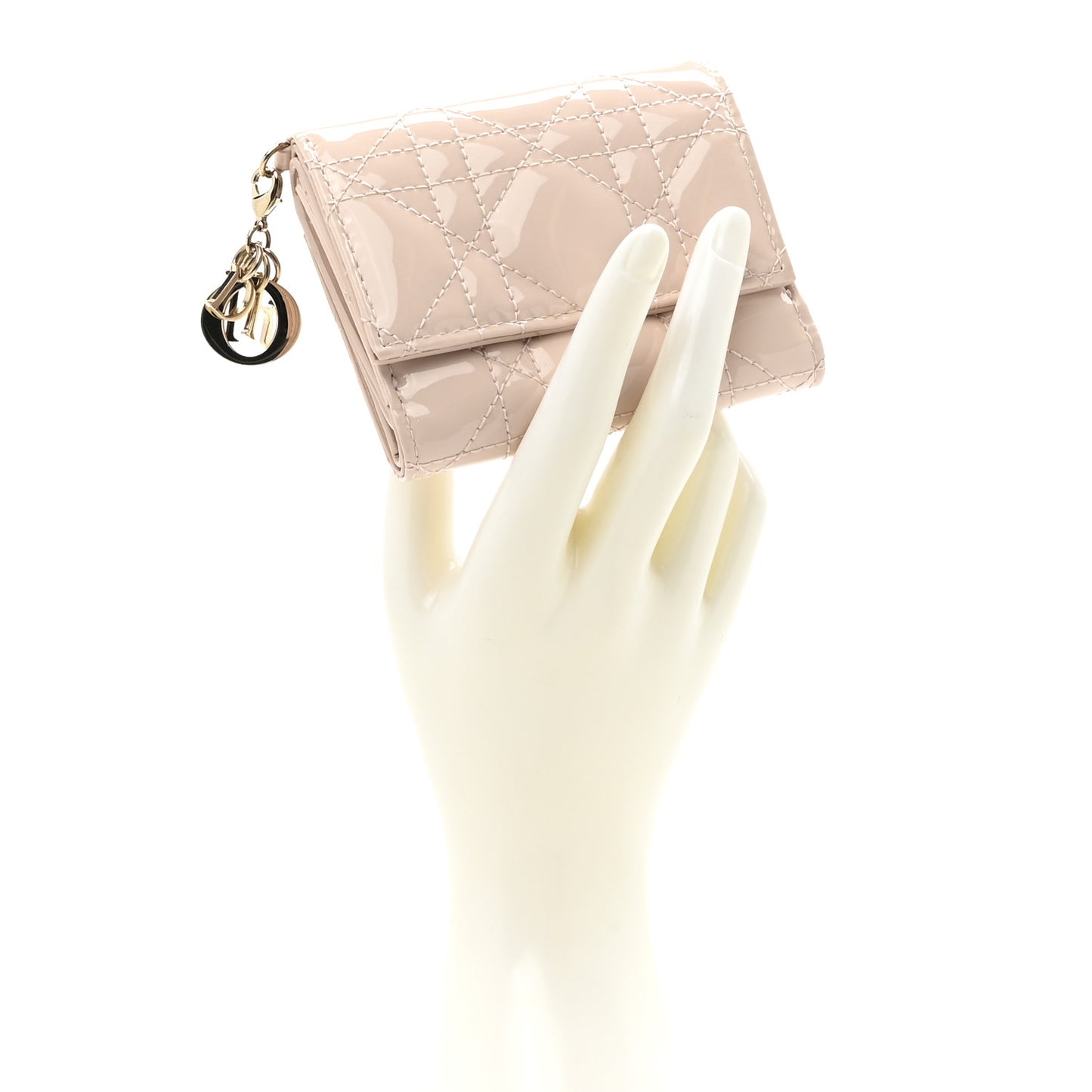 Patent Cannage Lady Dior Lotus Wallet Powder Pink
