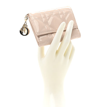 Christian Dior Patent Cannage Lady Dior Lotus Wallet Powder Pink 2 of 8
