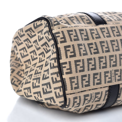 Fendi Zucchino Vitello Shoulder Bag Beige Black 7 of 9