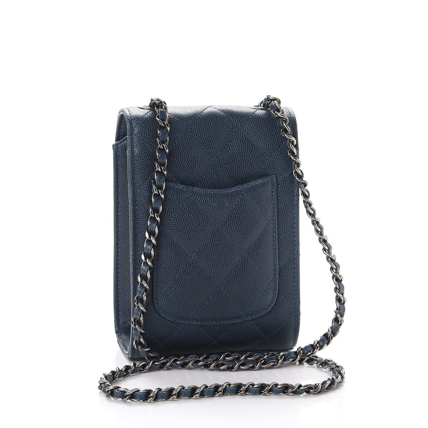 Chanel Caviar Quilted Extra Mini Wallet On Chain WOC Blue 4 of 10