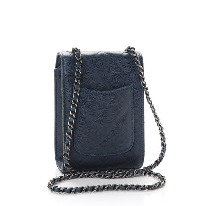 Chanel Caviar Quilted Extra Mini Wallet On Chain WOC Blue 4 of 10