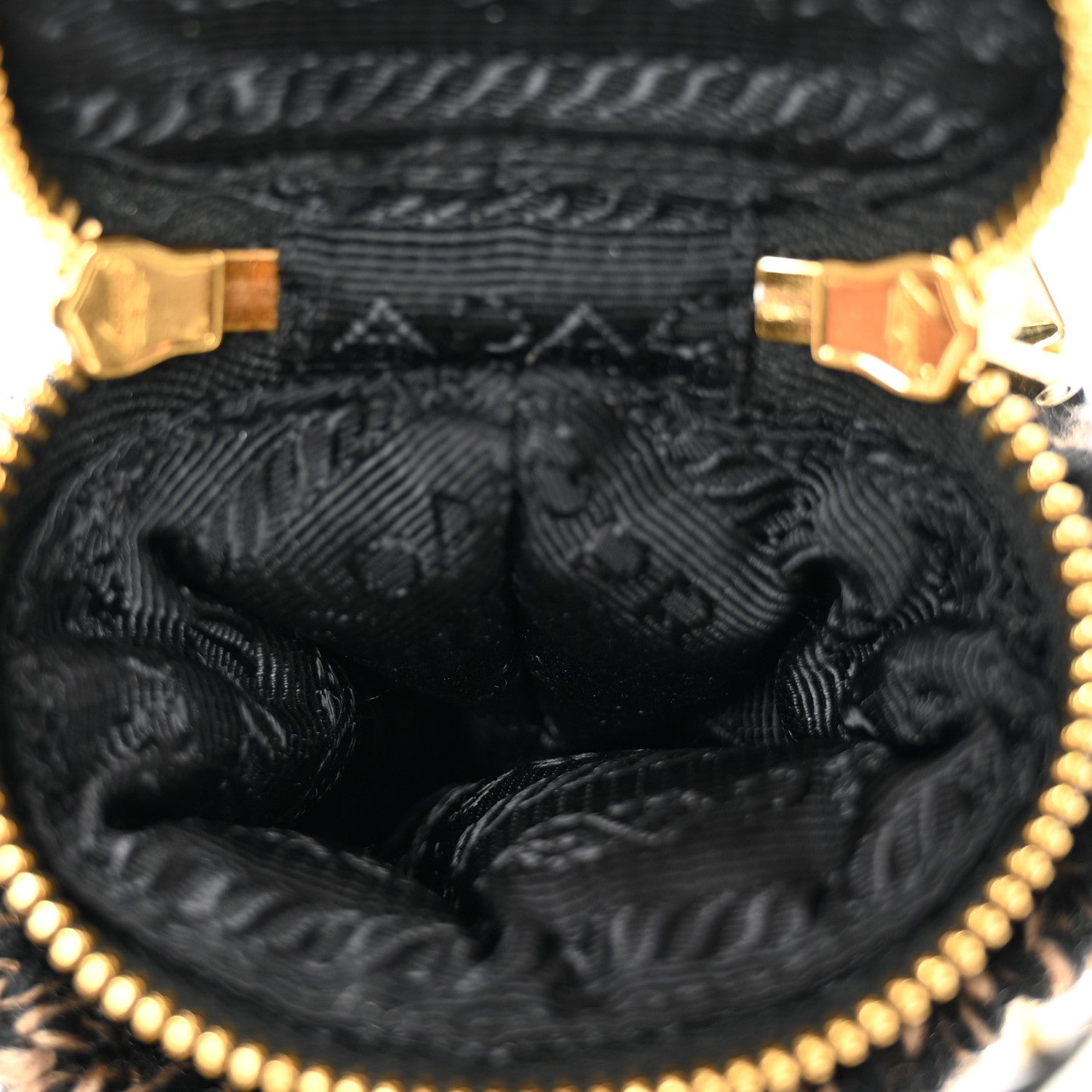 Prada Knitted Soft Lambskin Robot Keychain With Strap Black Camel 4 of 6