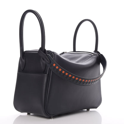 Hermes Swift Epsom Lindy 26 Tressage De Cuir Bleu Indigo Noir Terre Battue 3 of 9