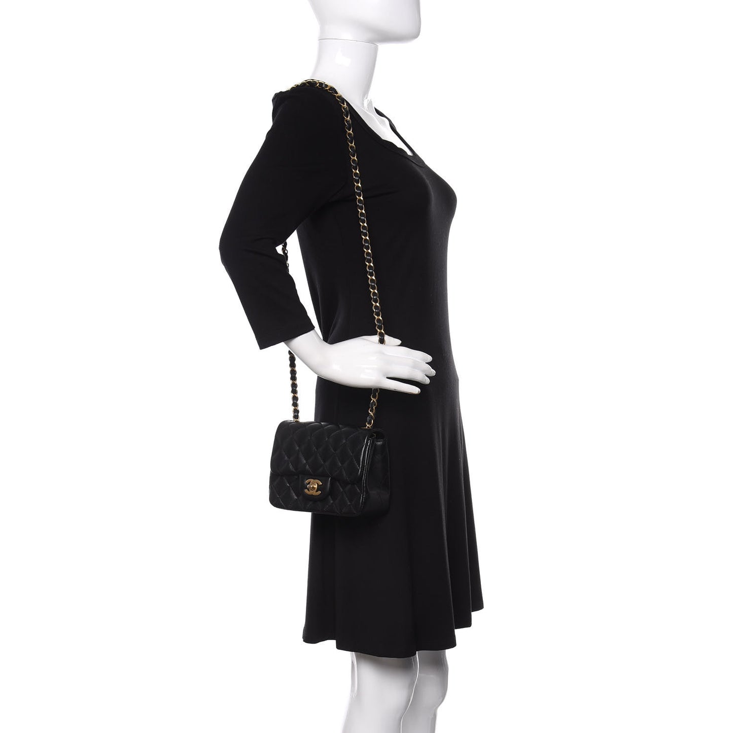 Lambskin Quilted Mini Square Flap Black