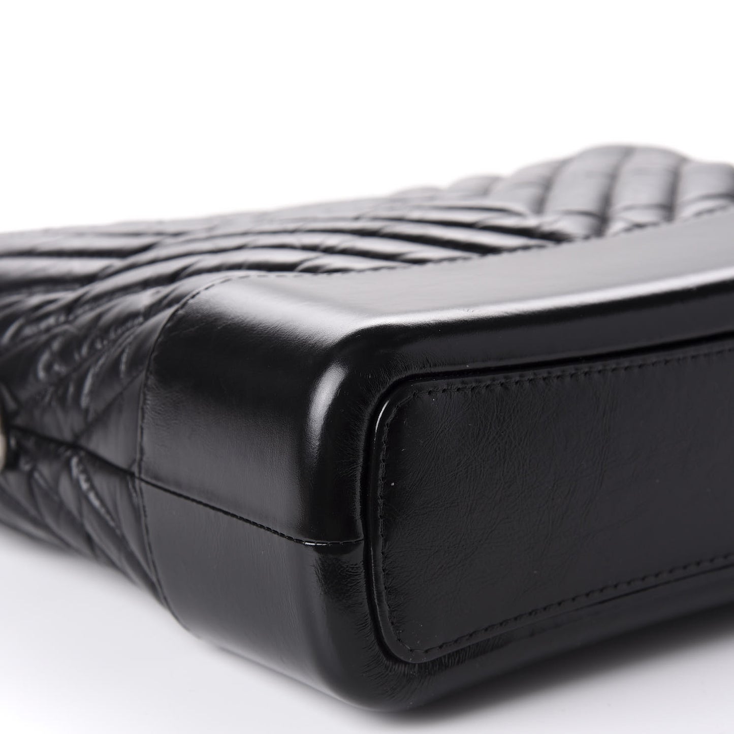 Aged Calfskin Chevron Quilted Medium Gabrielle Hobo Black