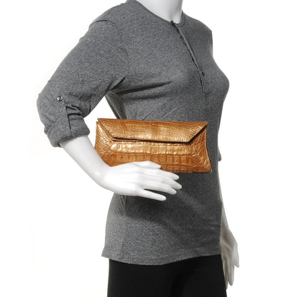 Nancy Gonzalez Crocodile Envelope Clutch Bronze 2 of 7