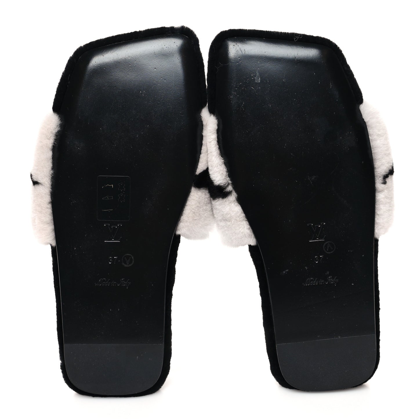Fur Mink Fay Flat Mules 37 Ecru White