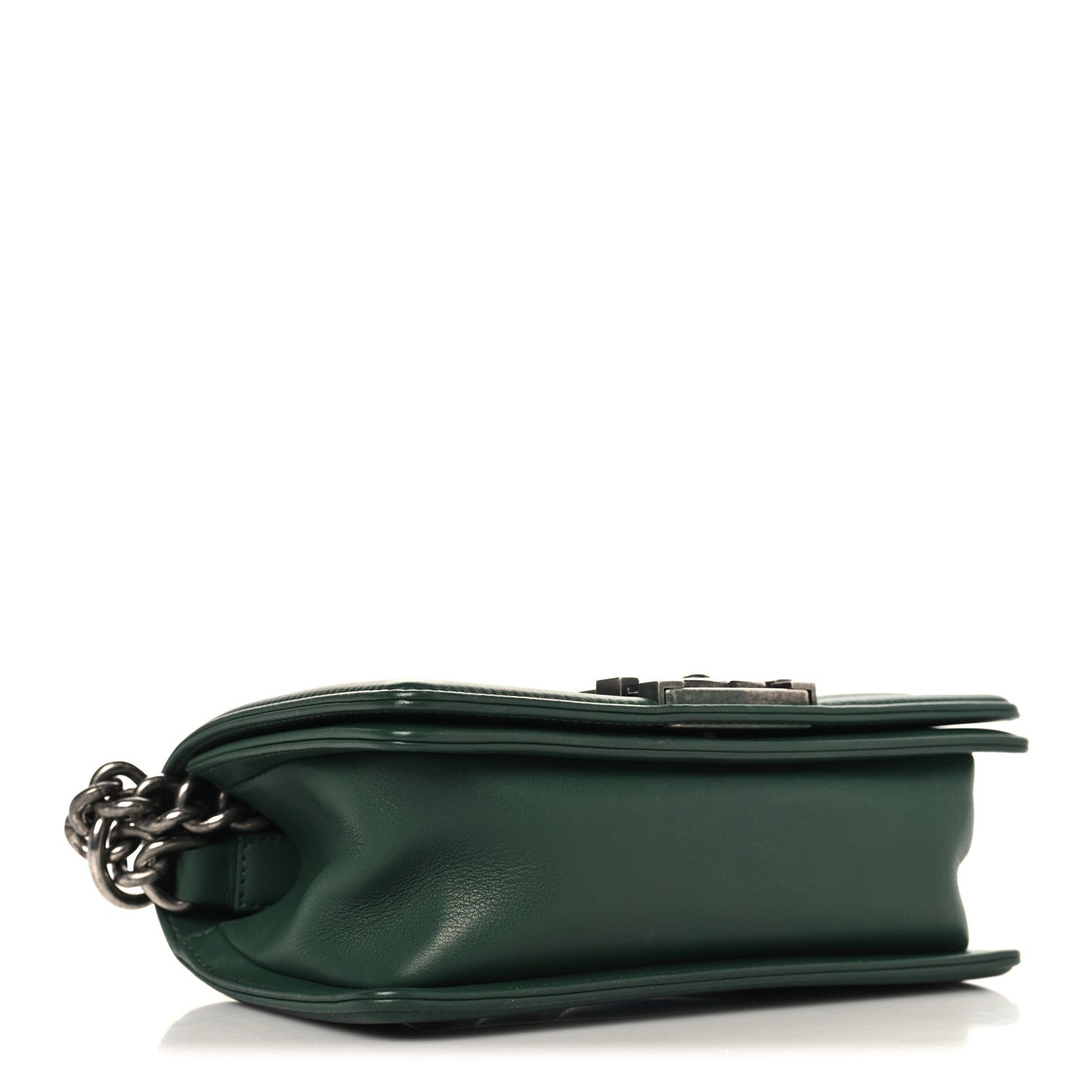 Calfskin Chevron Quilted Small Boy Flap Green