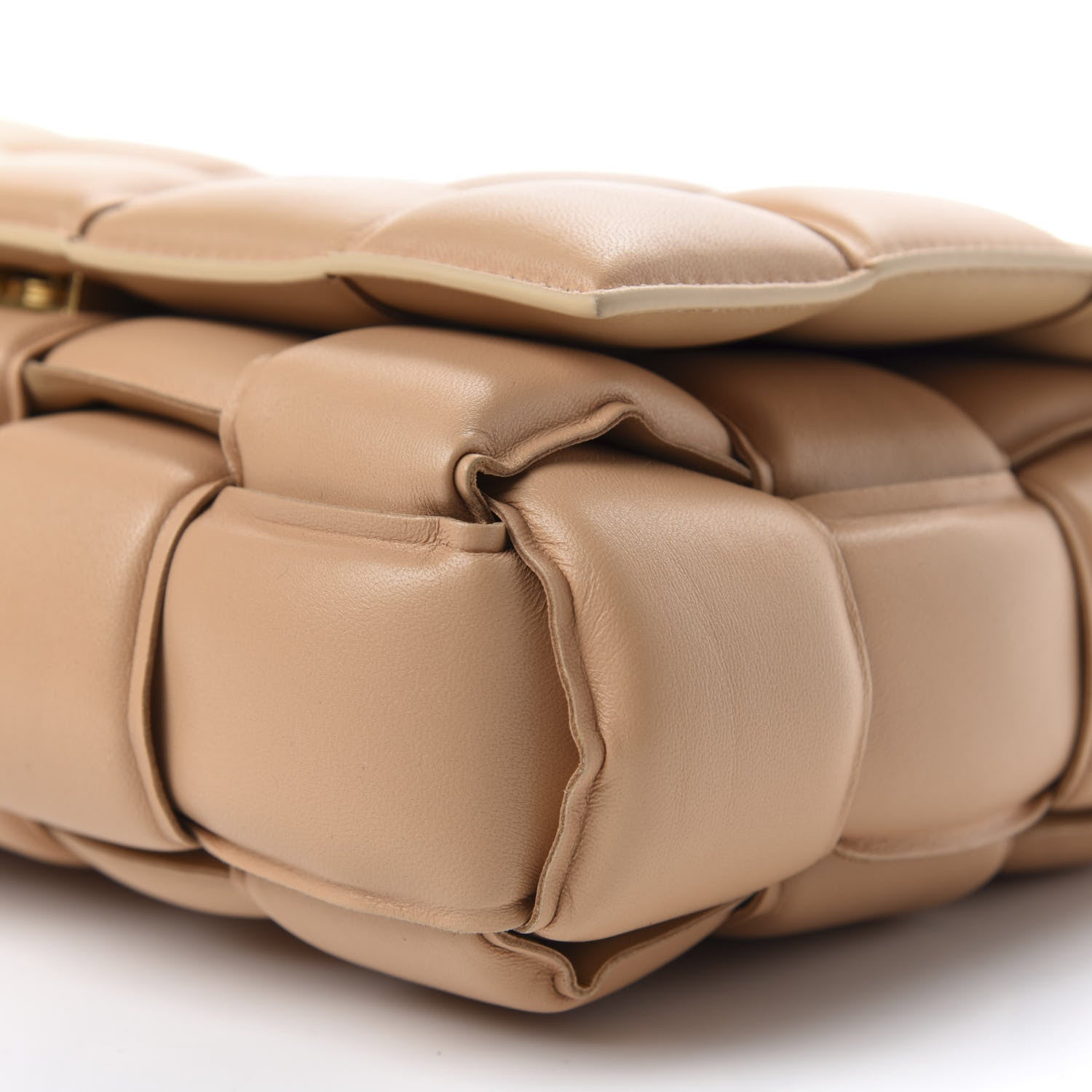 Bottega Veneta Lambskin Maxi Intreccio Padded Chain Cassette Crossbody Bag Almond 8 of 9