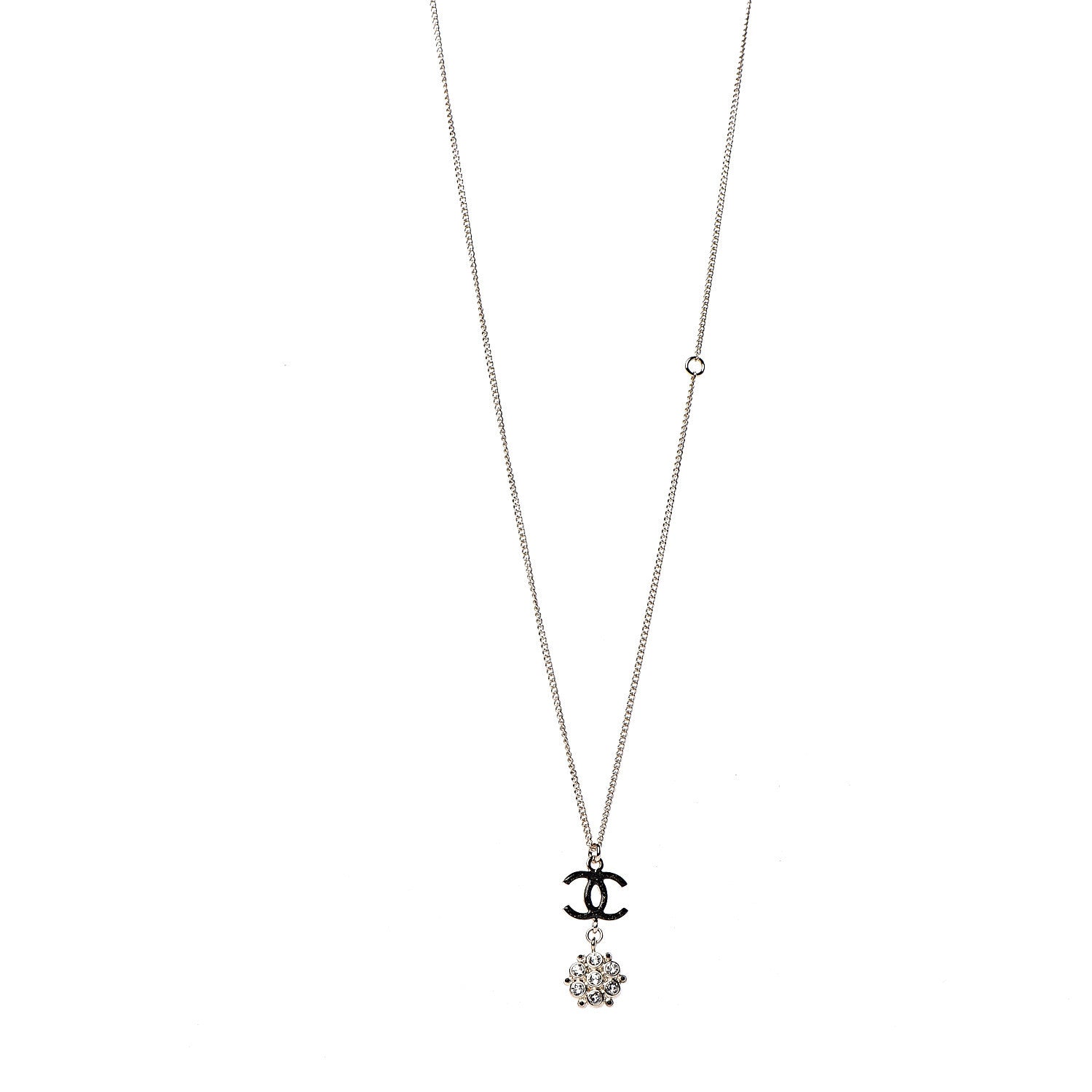 Chanel Crystal Resin CC Drop Pendant Necklace Gold 1 of 6