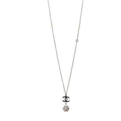 Chanel Crystal Resin CC Drop Pendant Necklace Gold 1 of 6