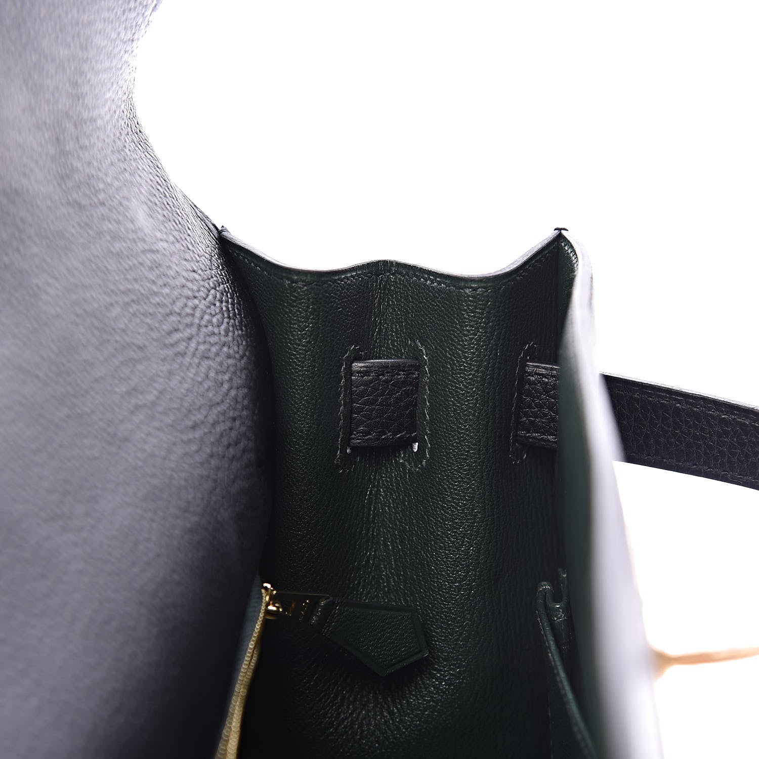 Hermes Togo Kelly Horseshoe Sellier 32 Black Vert Fonce 15 of 41