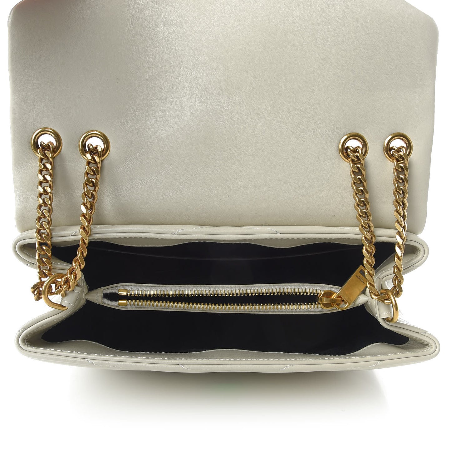 Calfskin Y Quilted Monogram Small Loulou Chain Satchel Ivory