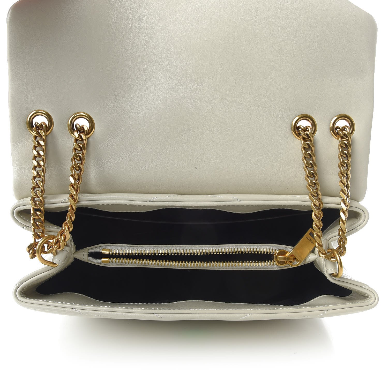 Saint Laurent Calfskin Y Quilted Monogram Small Loulou Chain Satchel Ivory 5 of 9