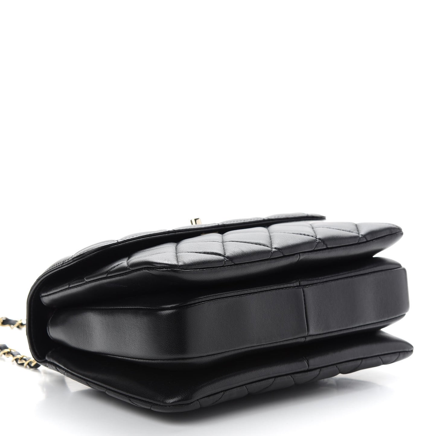 Lambskin Quilted Small Trendy CC Dual Handle Flap Bag Black