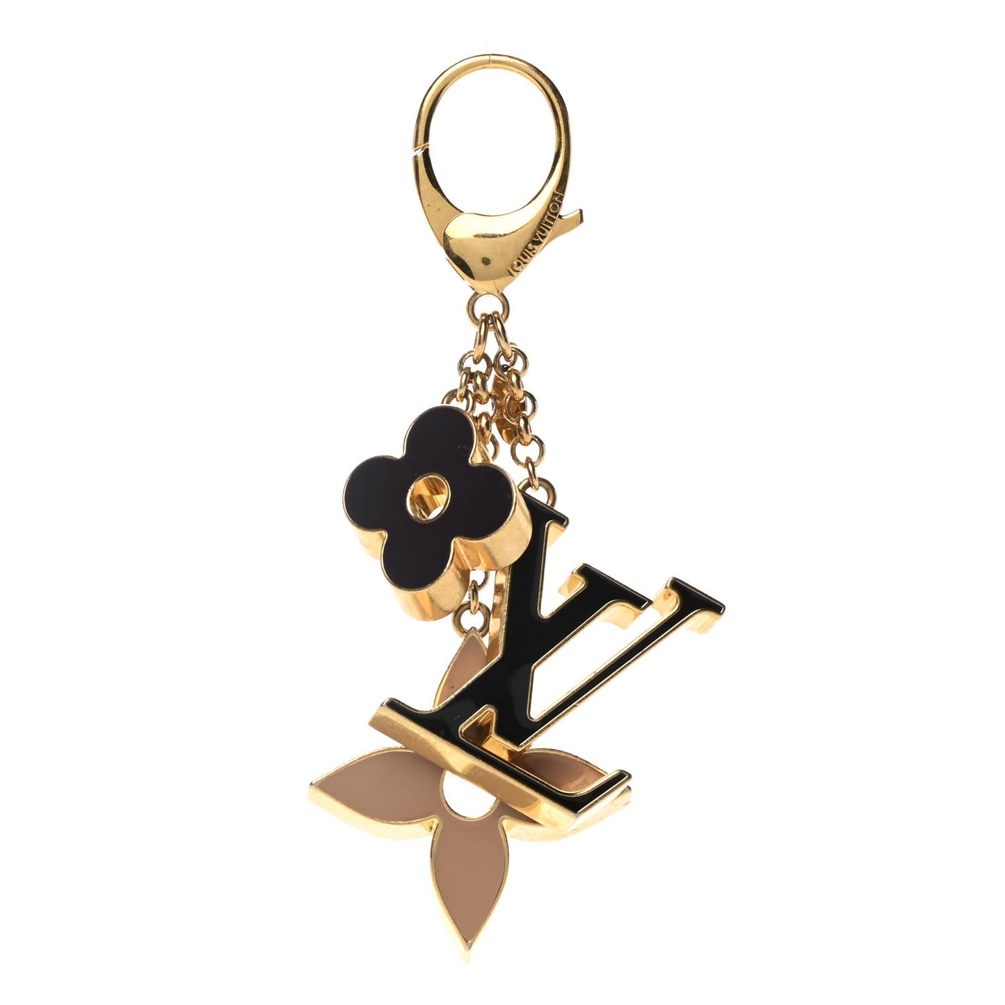 Fleur De Monogram Bag Charm Dore