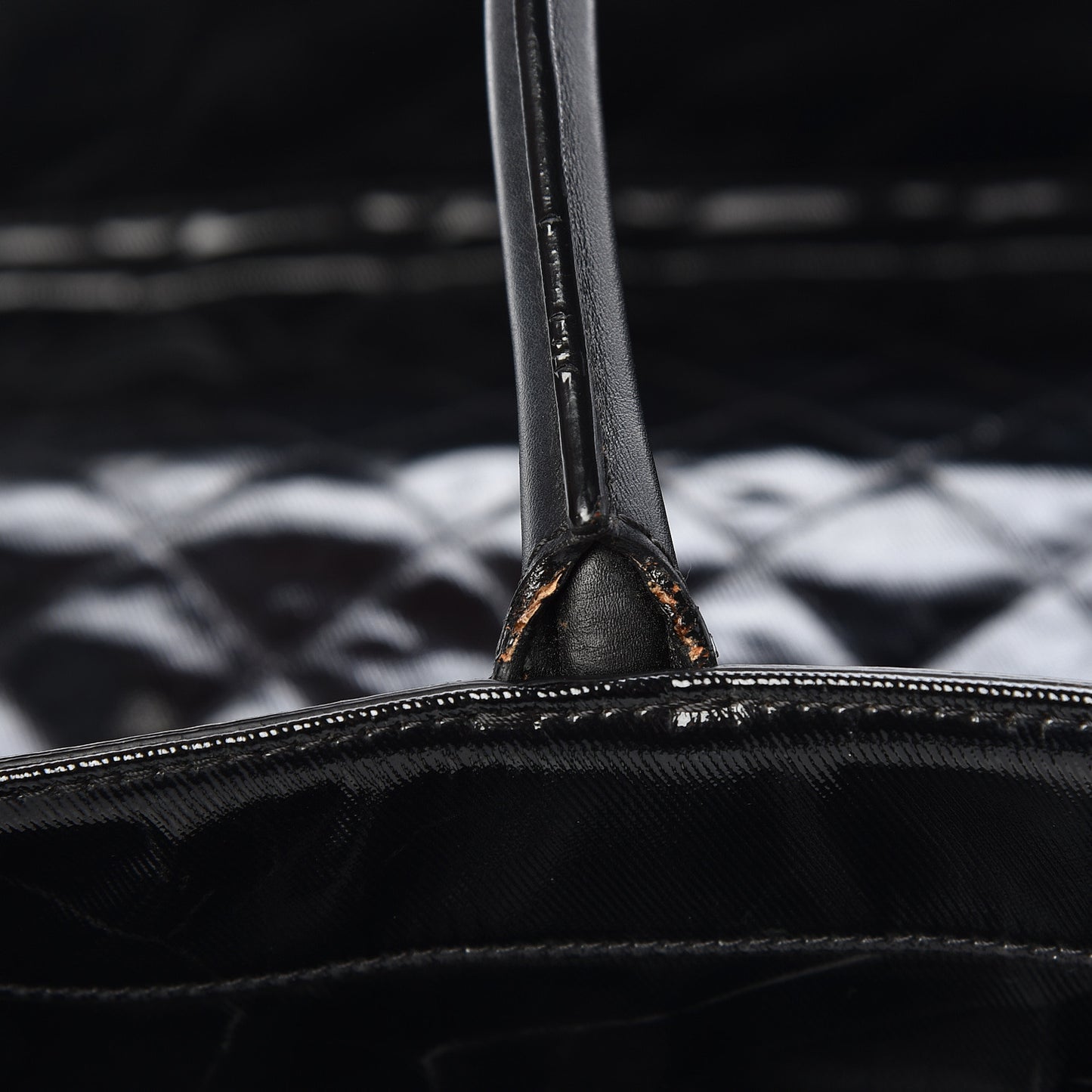 Calfskin Coated Canvas Quilted Tote Black