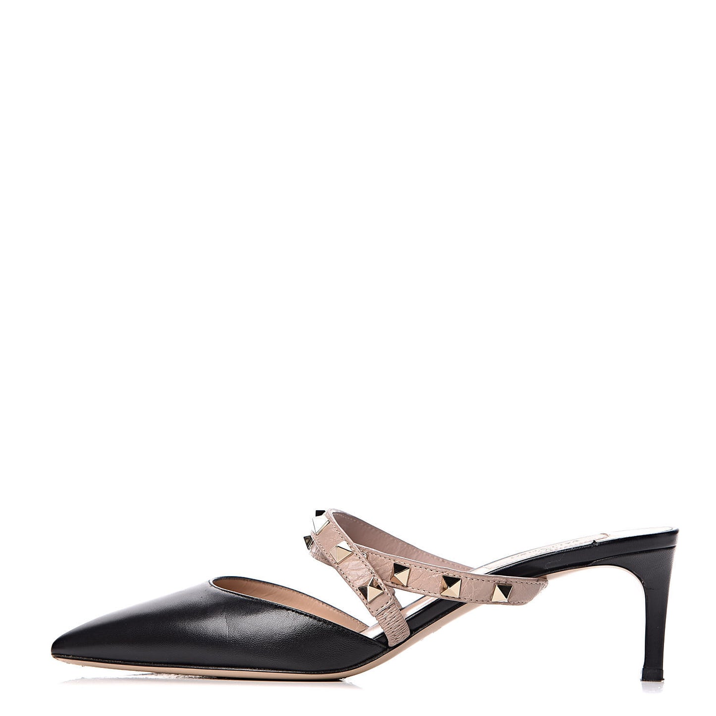 Nappa Rockstud Criss Cross 55mm Mules 38 Black Poudre