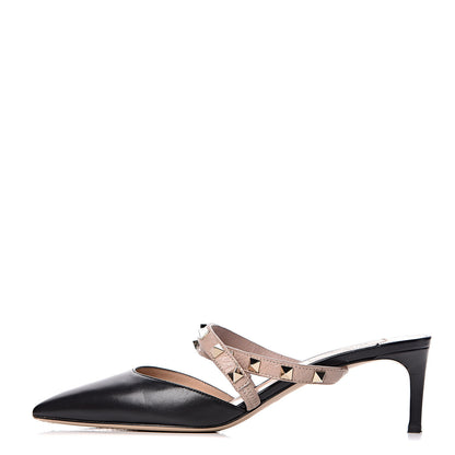 Valentino Garavani Nappa Rockstud Criss Cross 55mm Mules 38 Black Poudre 1 of 13