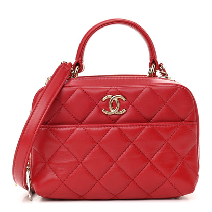 Chanel Lambskin Quilted Small Trendy CC Bowling Bag Red 1 of 12