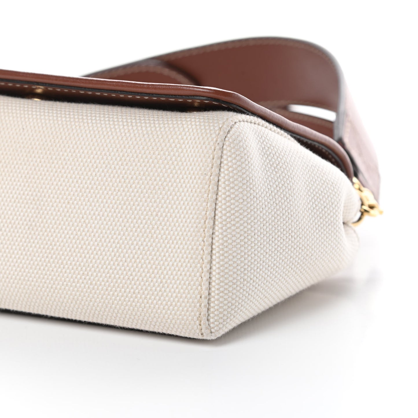 Cotton Canvas Horseferry Print Small Crossbody Bag White Tan