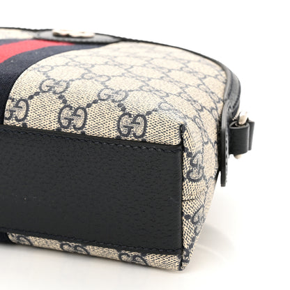 Gucci GG Supreme Monogram Textured Dollar Calfskin Web Small Ophidia Dome Shoulder Bag Beige Blue 9 of 9