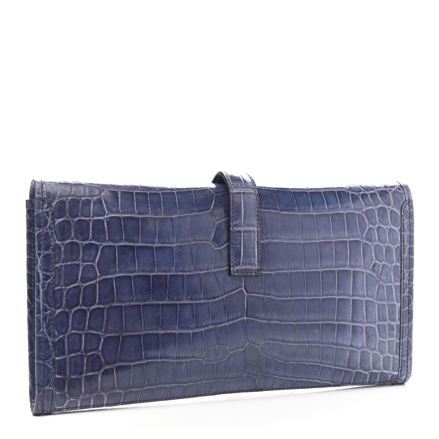 Hermes Shiny Niloticus Crocodile Jige Elan 29 Clutch Bleu Brighton 3 of 7