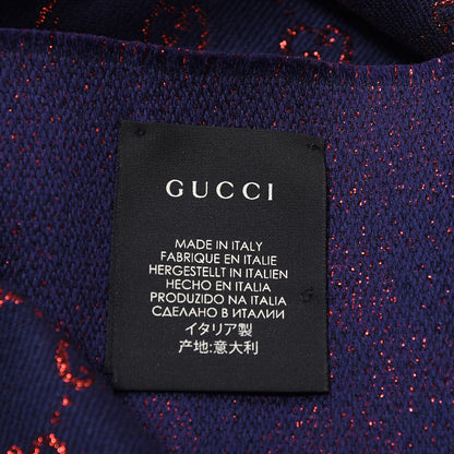 Gucci Wool Silk Jacquard GG Monogram Stenix Scarf Navy Red 4 of 4