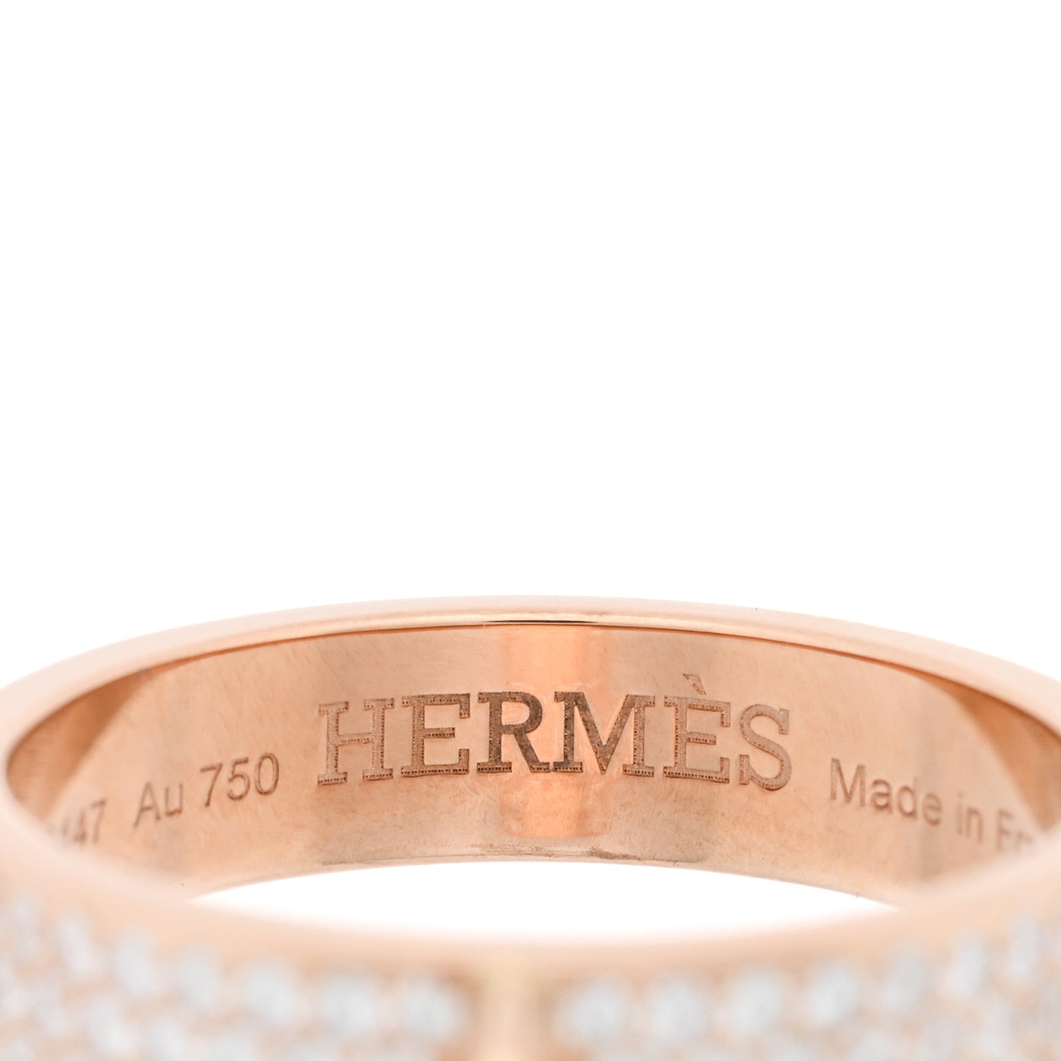 Hermes 18K Rose Gold Diamond MM Kelly Clochette Ring 53 6.25 4 of 4