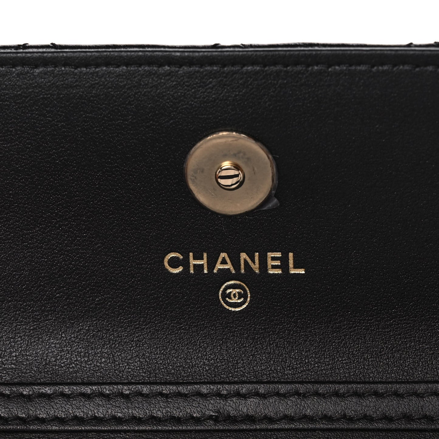 Calfskin Quilted Maxi Pearls Card Holder Flap With Chain Black
