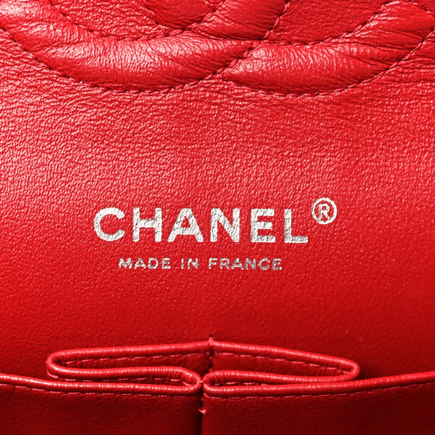 Patent Calfskin Quilted Medium Double Flap Dark Red