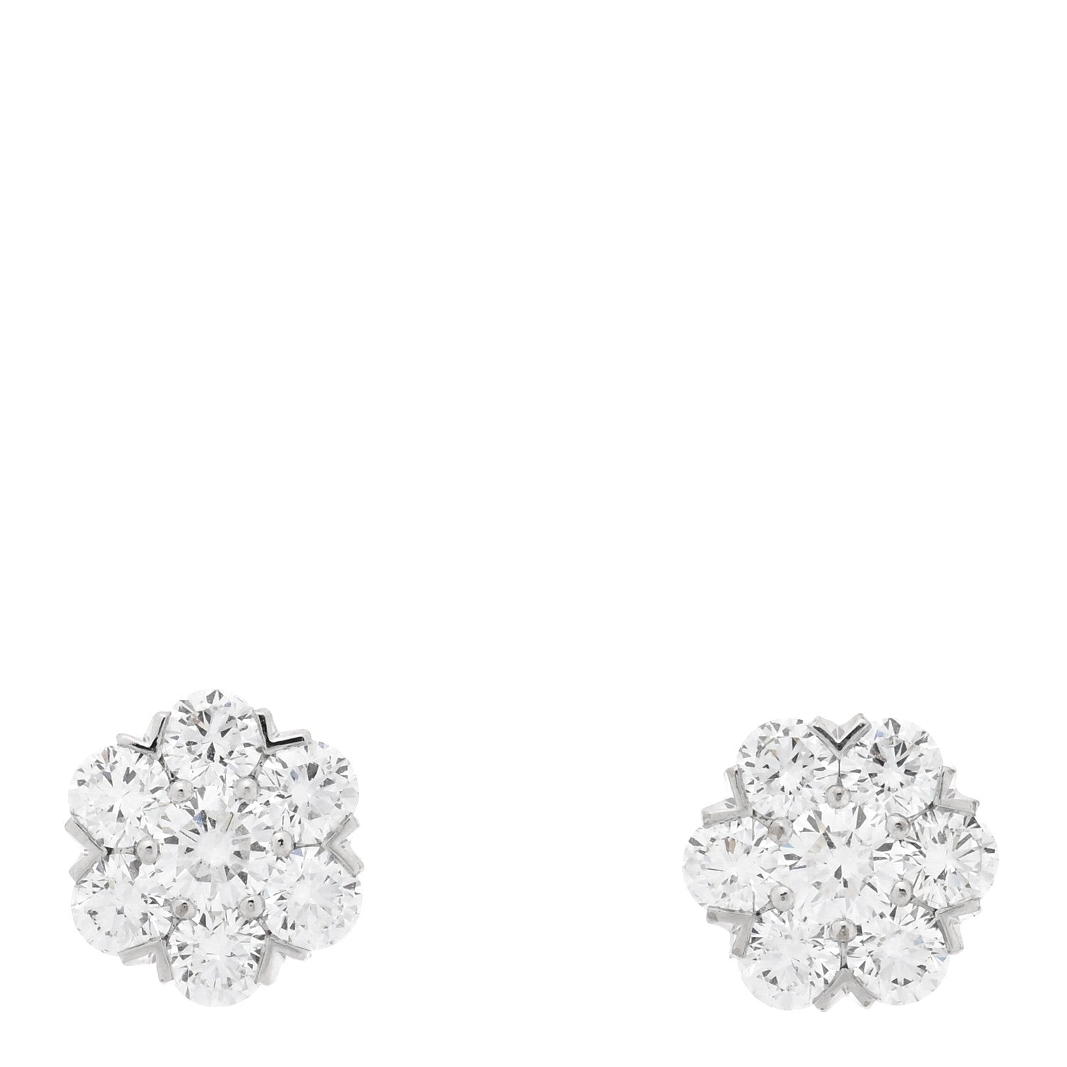 Van Cleef & Arpels 18K White Gold Diamond Large Fleurette Earrings 1 of 5