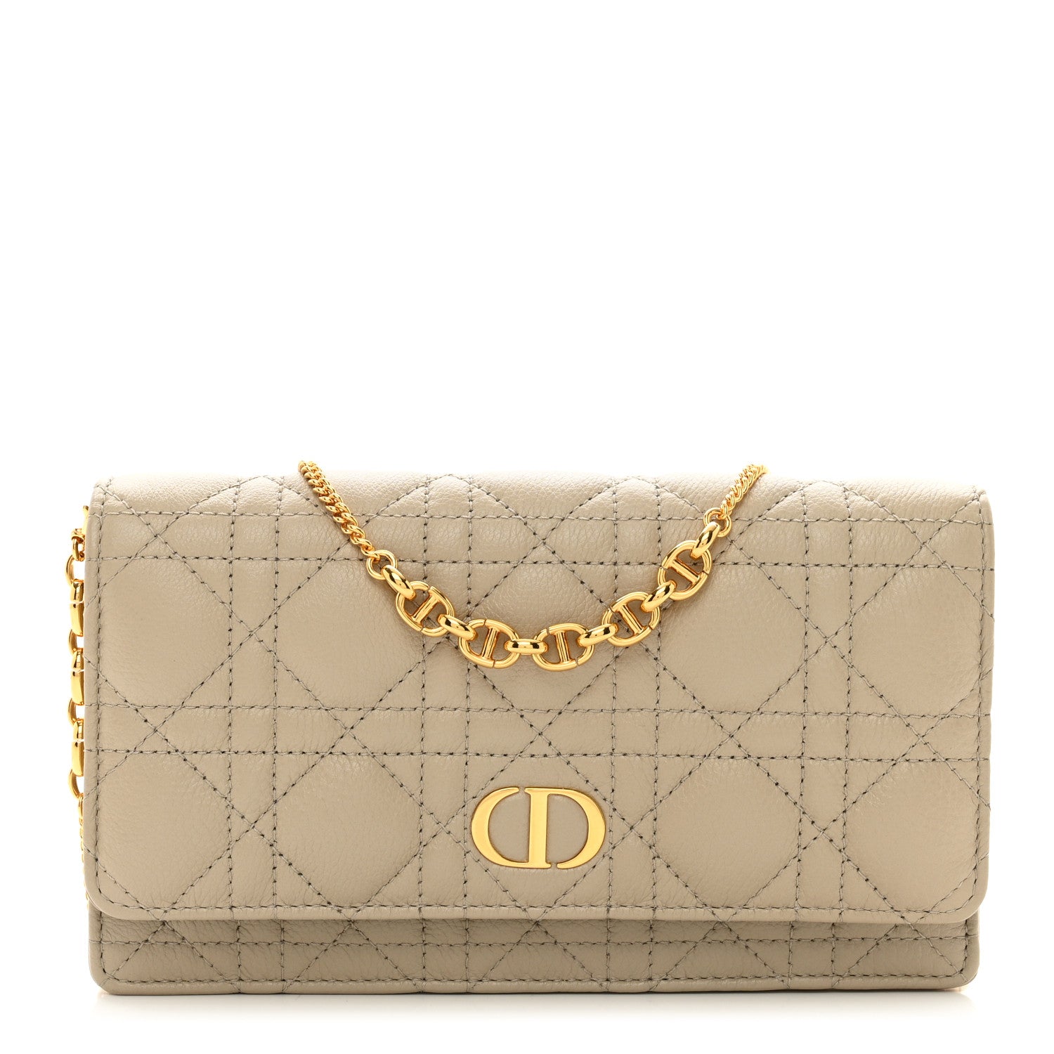 Christian Dior Supple Calfskin Caro Pouch with Chain Sand 1 of 12