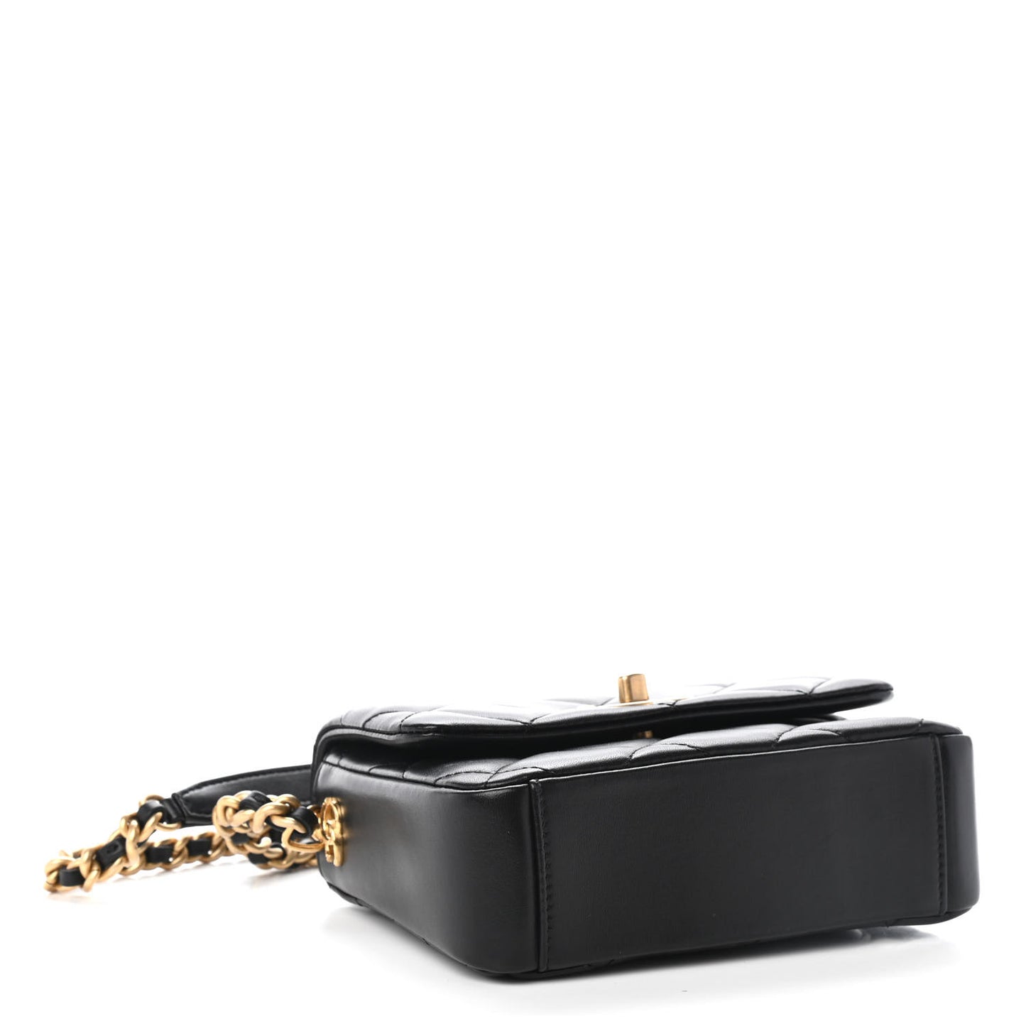 Lambskin Quilted Mini Side Note Flap Black