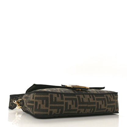 Fendi Fabric Jacquard FF 1974 Medium Baguette Tobacco Moro Black 4 of 10