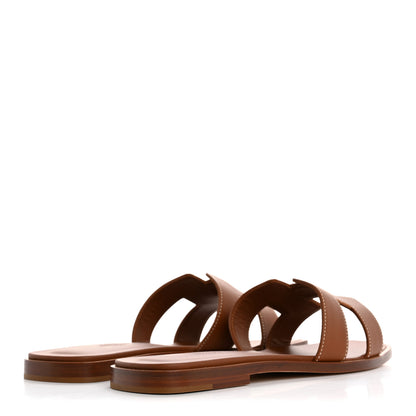 Hermes Box Calfskin Oran Sandals 37 Gold 5 of 10