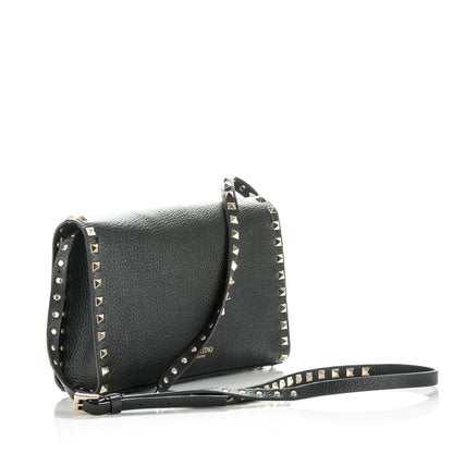 Valentino Garavani Pebbled Calfskin Medium Rockstud Flip Lock Crossbody Bag Black 3 of 6