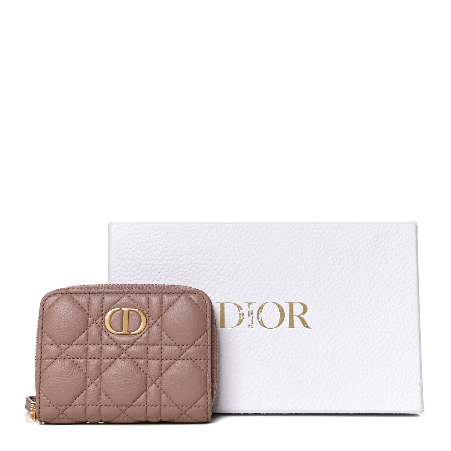 Grained Calfskin Supple Cannage Caro Scarlet Zipped Wallet